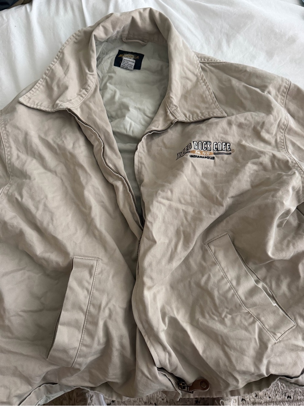 Hard Rock Cafe Beige Men's Lightweight Zip Jacket